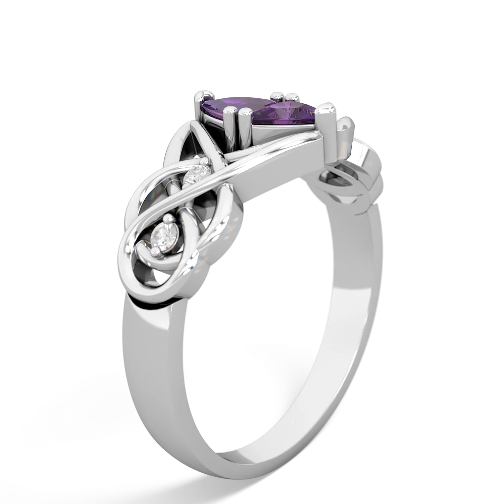 Amethyst Keepsake Celtic Knot 14K White Gold ring R5300