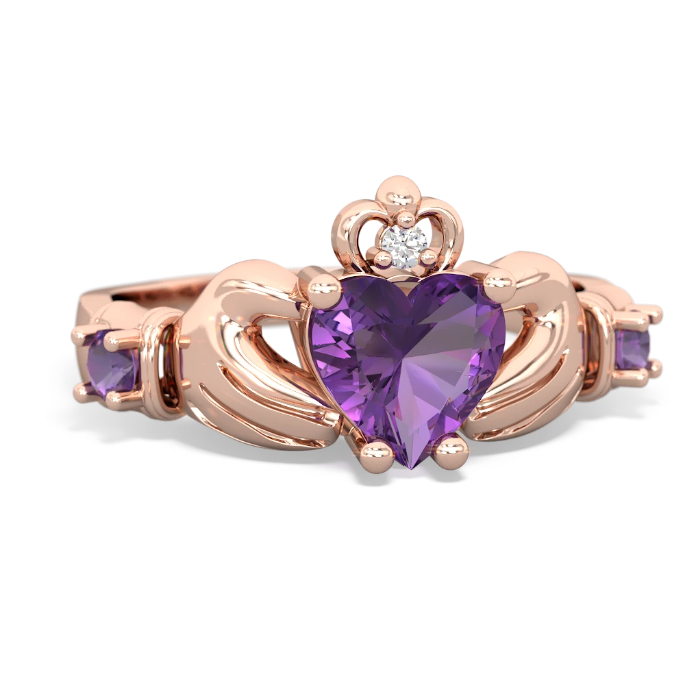 Lab Pink Sapphire Claddagh Keepsake 14K Rose Gold ring R5245