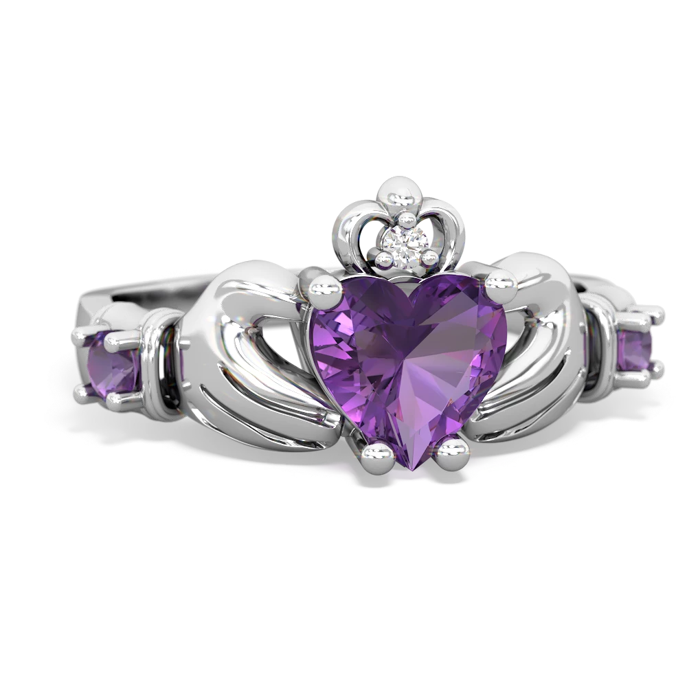 Lab Ruby Claddagh Keepsake 14K White Gold ring R5245