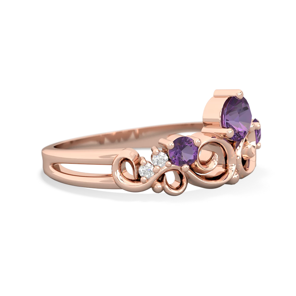 Lab Pink Sapphire Crown Keepsake 14K Rose Gold ring R5740