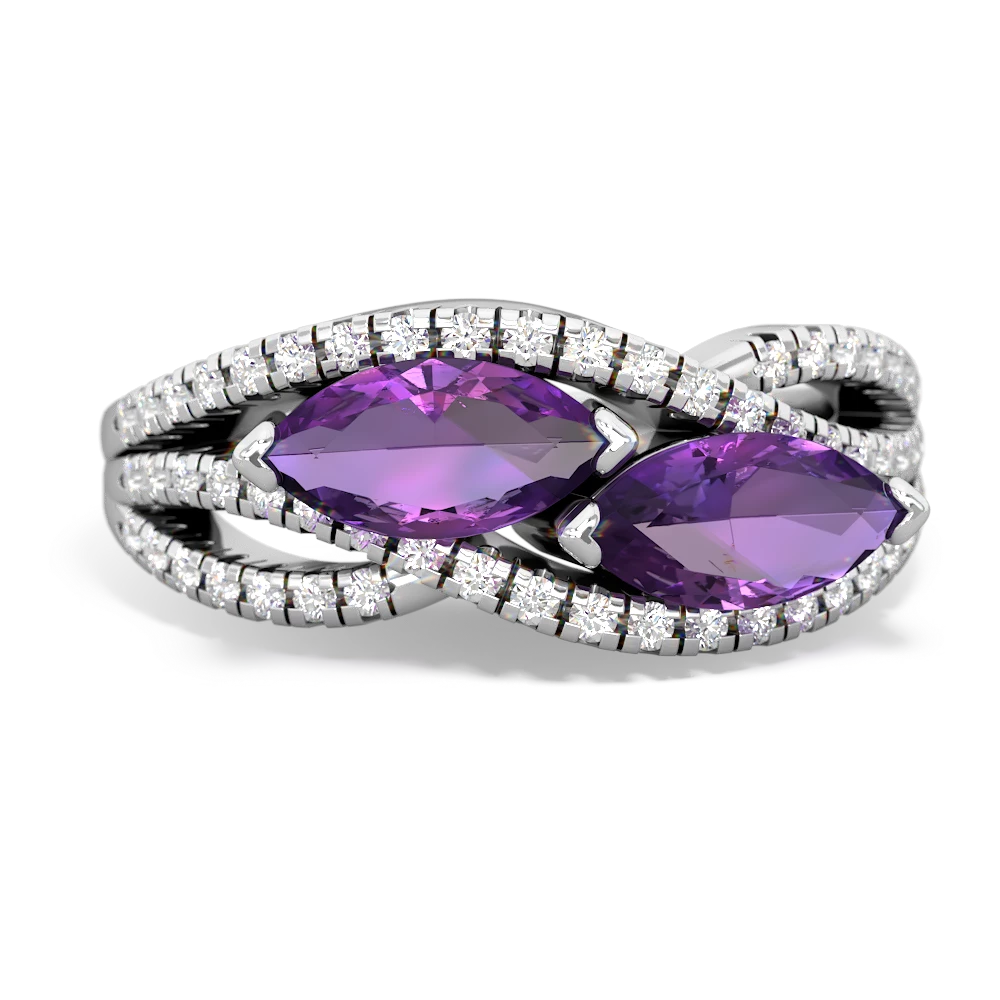 Amethyst Diamond Rivers 14K White Gold ring R3070