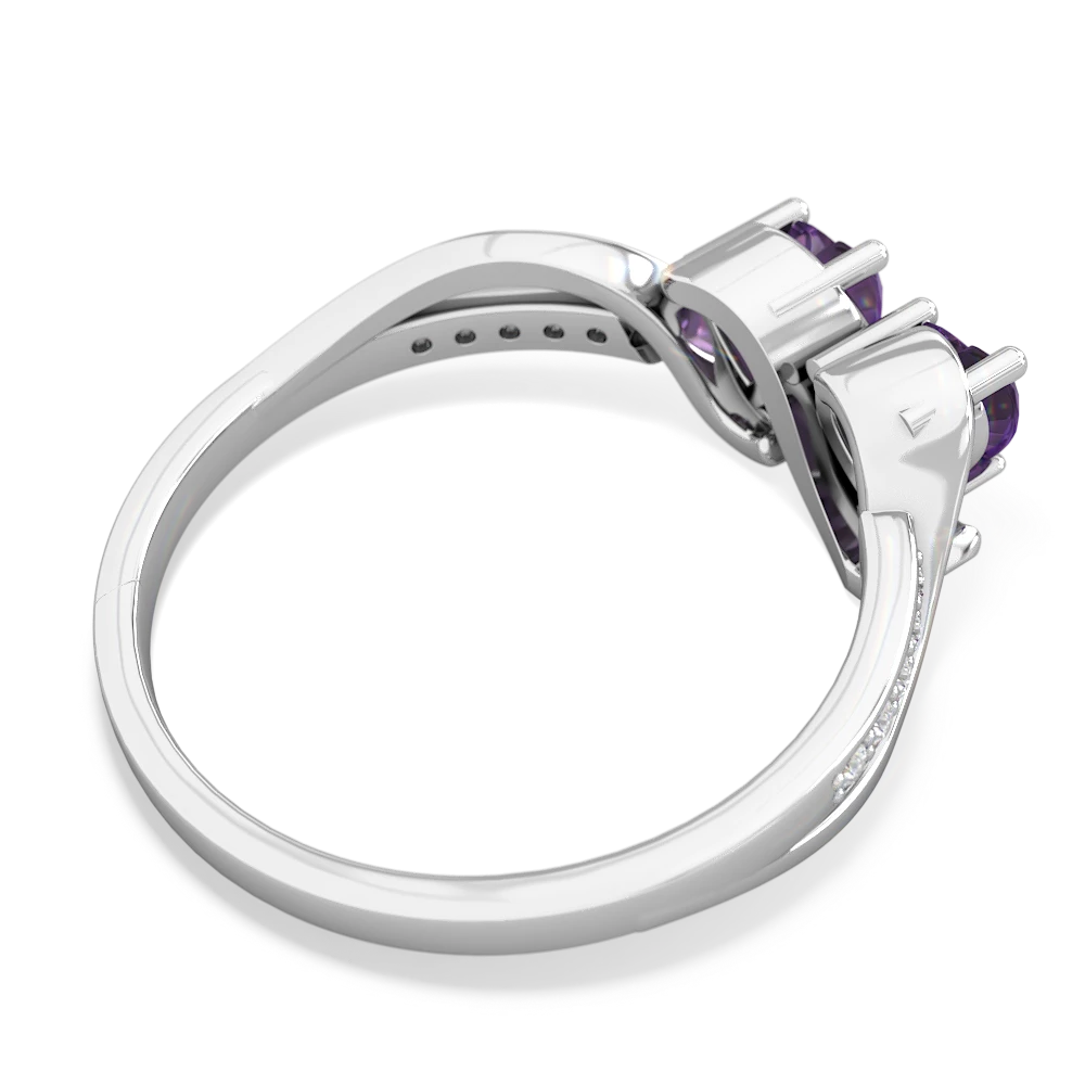 Amethyst Side By Side 14K White Gold ring R3090