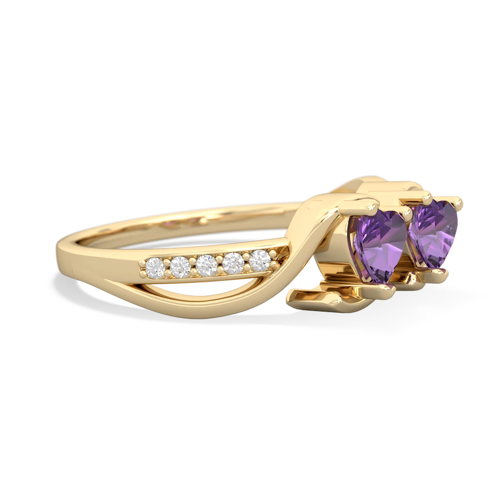 Amethyst Side By Side 14K Yellow Gold ring R3090