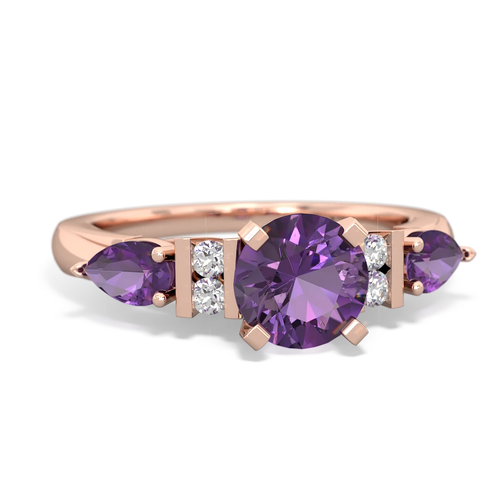 Tanzanite 6Mm Round Eternal Embrace Engagement 14K Rose Gold ring R2005