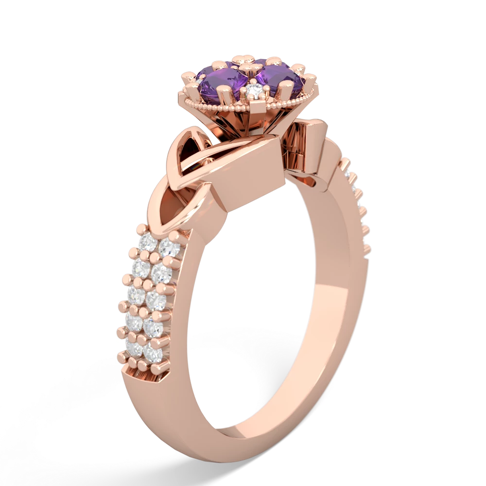 Amethyst Celtic Knot Cluster Engagement 14K Rose Gold ring R26443RD