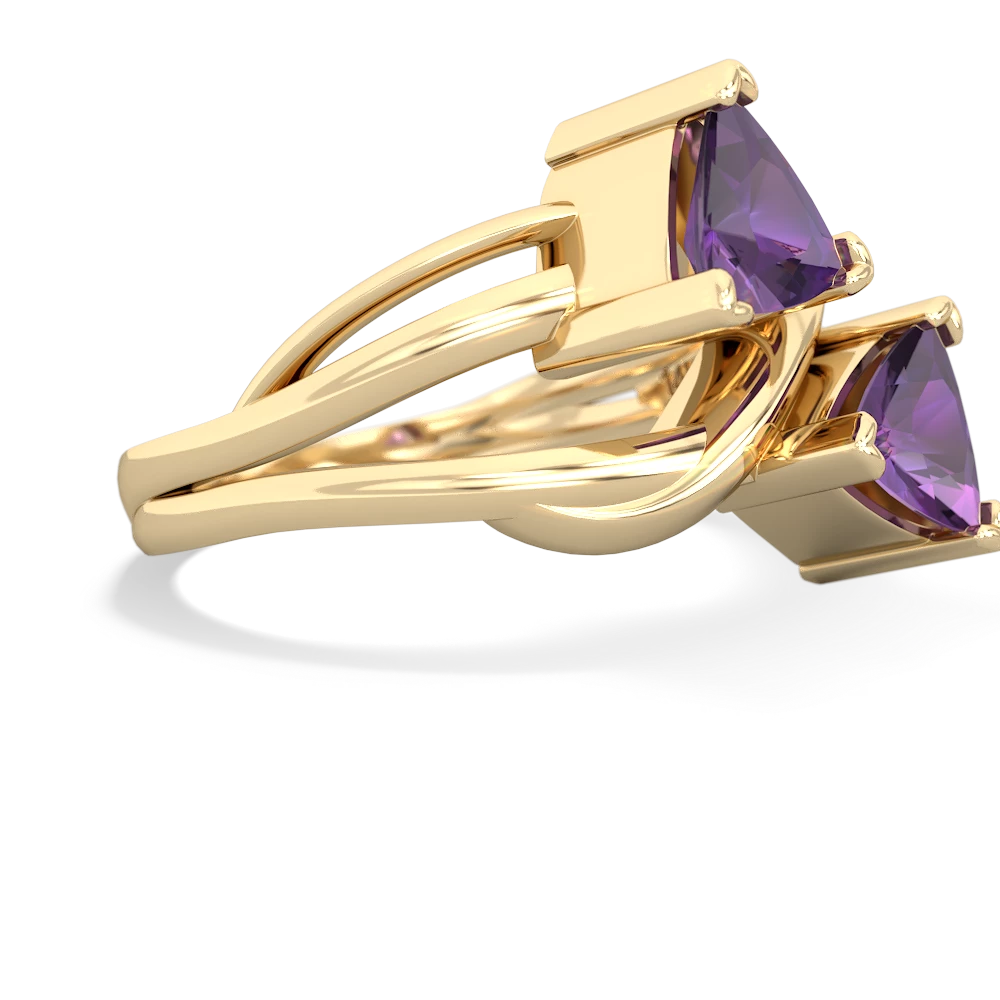 Amethyst Split Band Swirl 14K Yellow Gold ring R2341