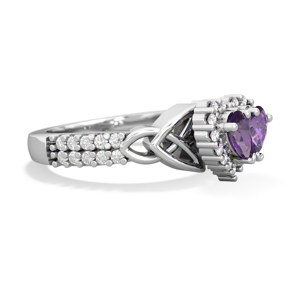 Amethyst Celtic Knot Two Hearts As One 14K White Gold ring R2644HRT