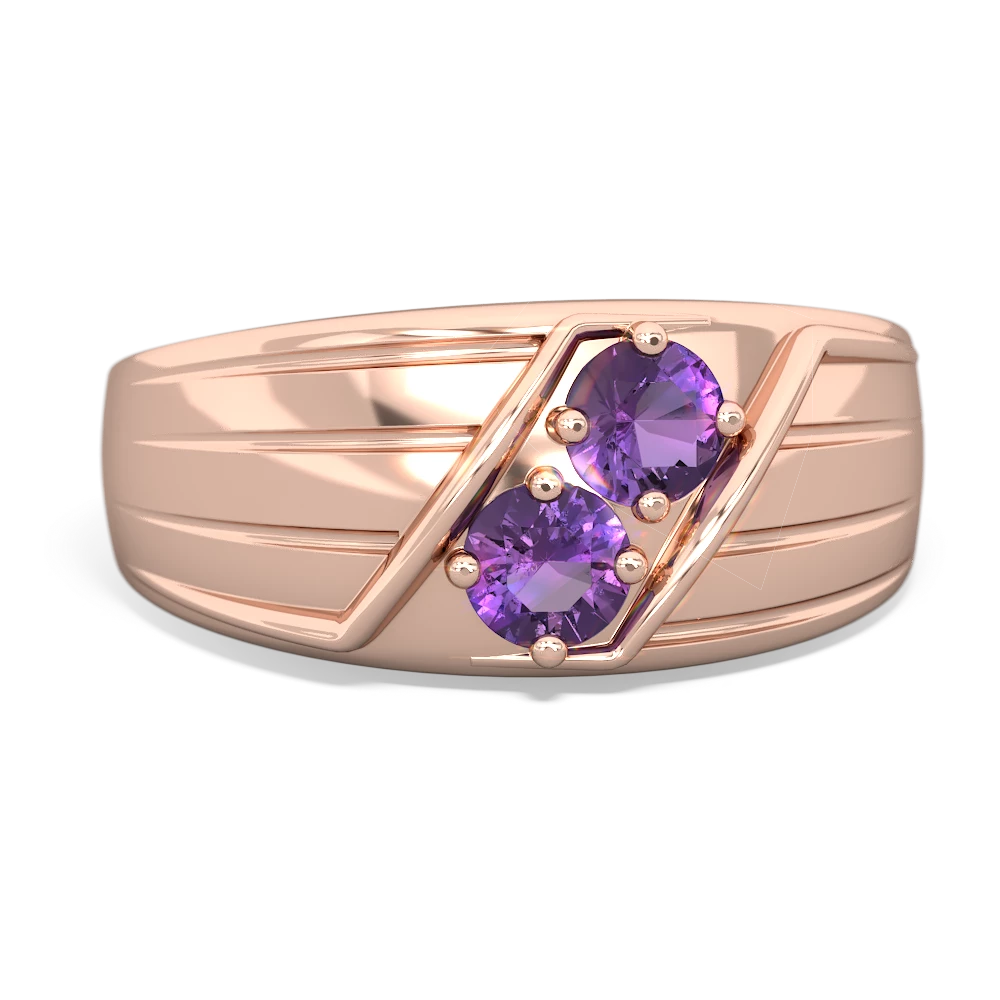 Amethyst Men's Streamline 14K Rose Gold ring R0460