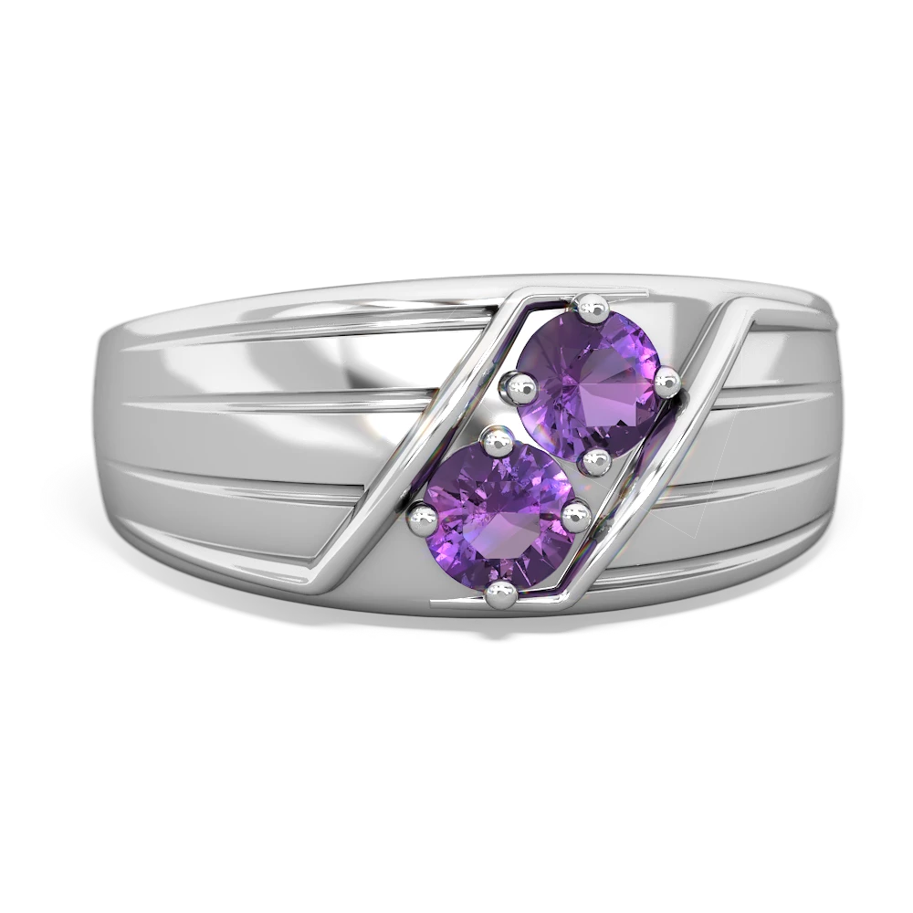 Amethyst Men's Streamline 14K White Gold ring R0460