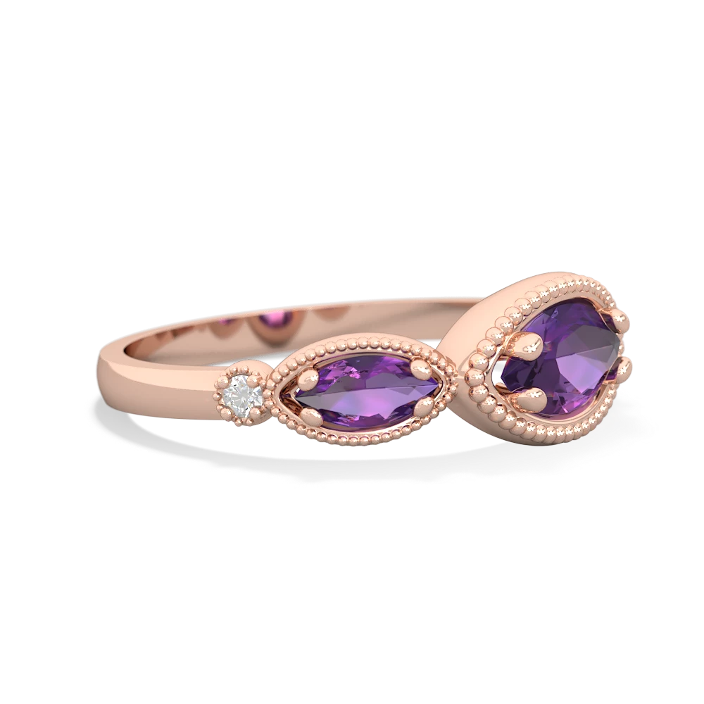 Lab Sapphire Milgrain Marquise 14K Rose Gold ring R5700