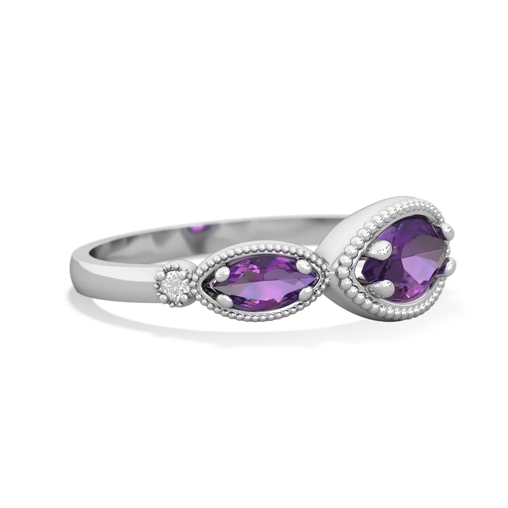 Alexandrite Milgrain Marquise 14K White Gold ring R5700