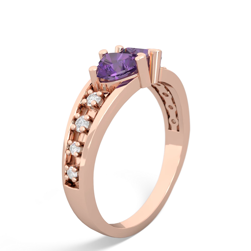 Amethyst Heart To Heart 14K Rose Gold ring R3342