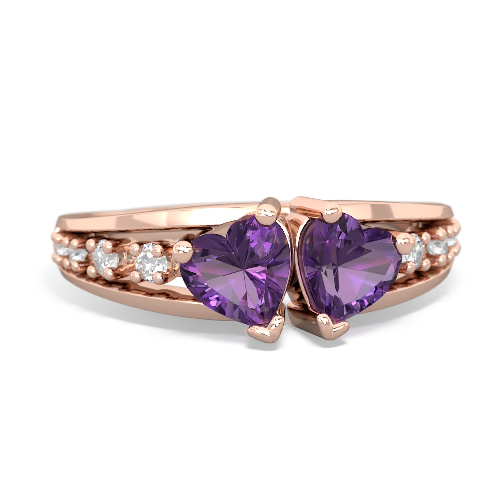 Amethyst Heart To Heart 14K Rose Gold ring R3342