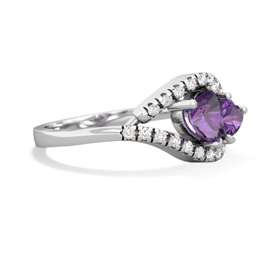 Amethyst Mother And Child 14K White Gold ring R3010