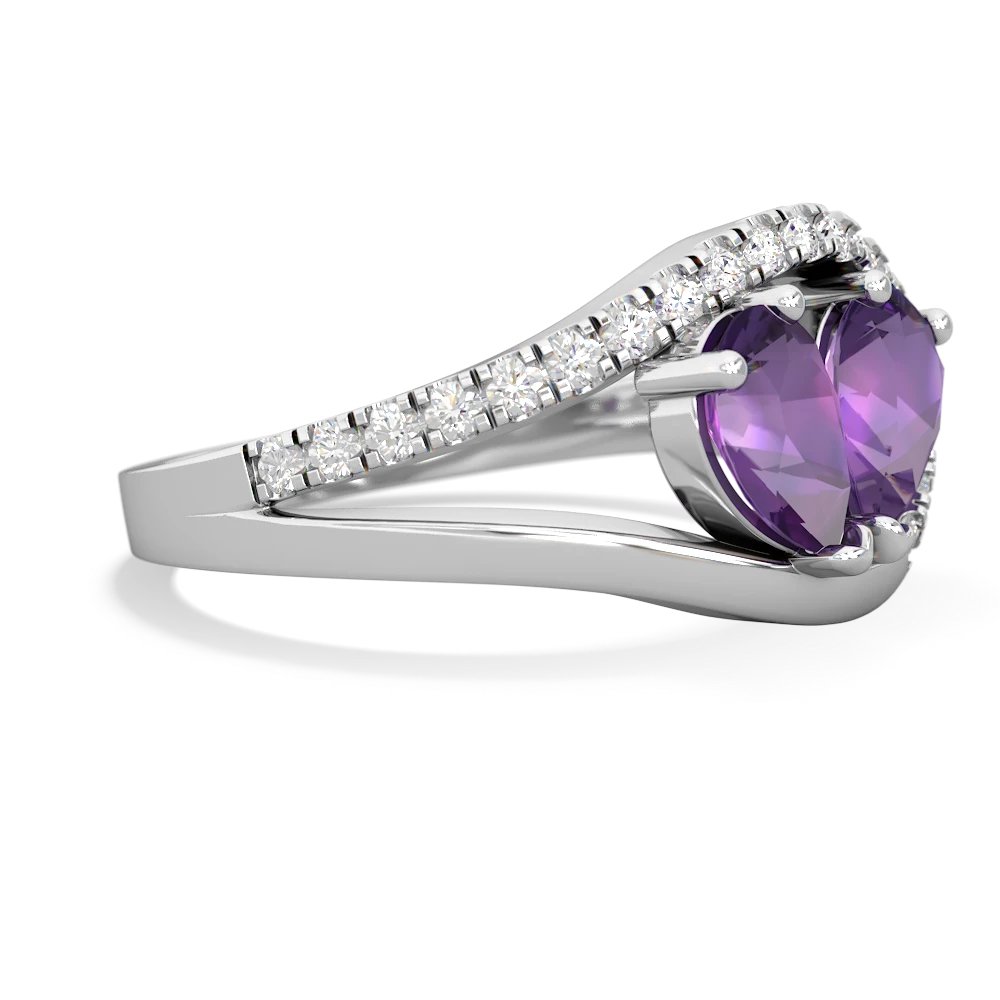 Amethyst Nestled Heart Keepsake 14K White Gold ring R5650