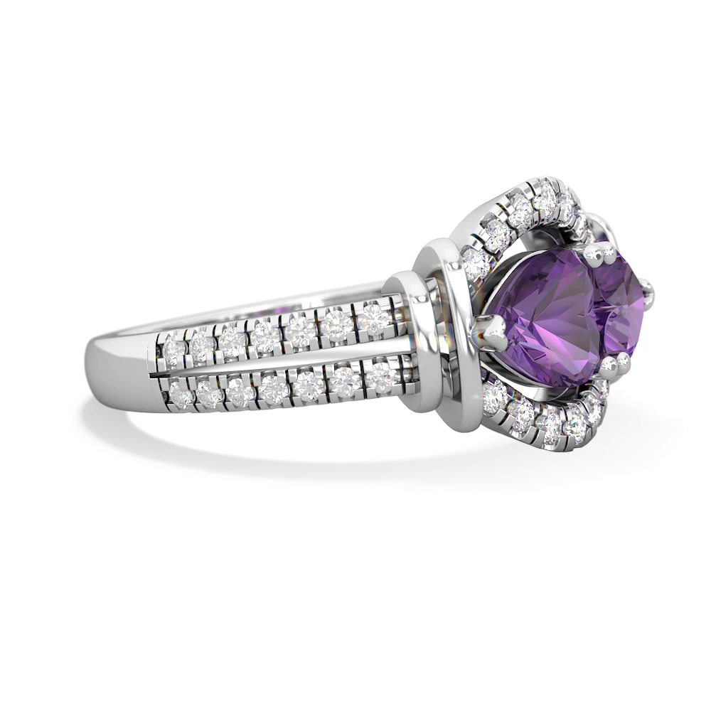 Amethyst Art-Deco Keepsake 14K White Gold ring R5630