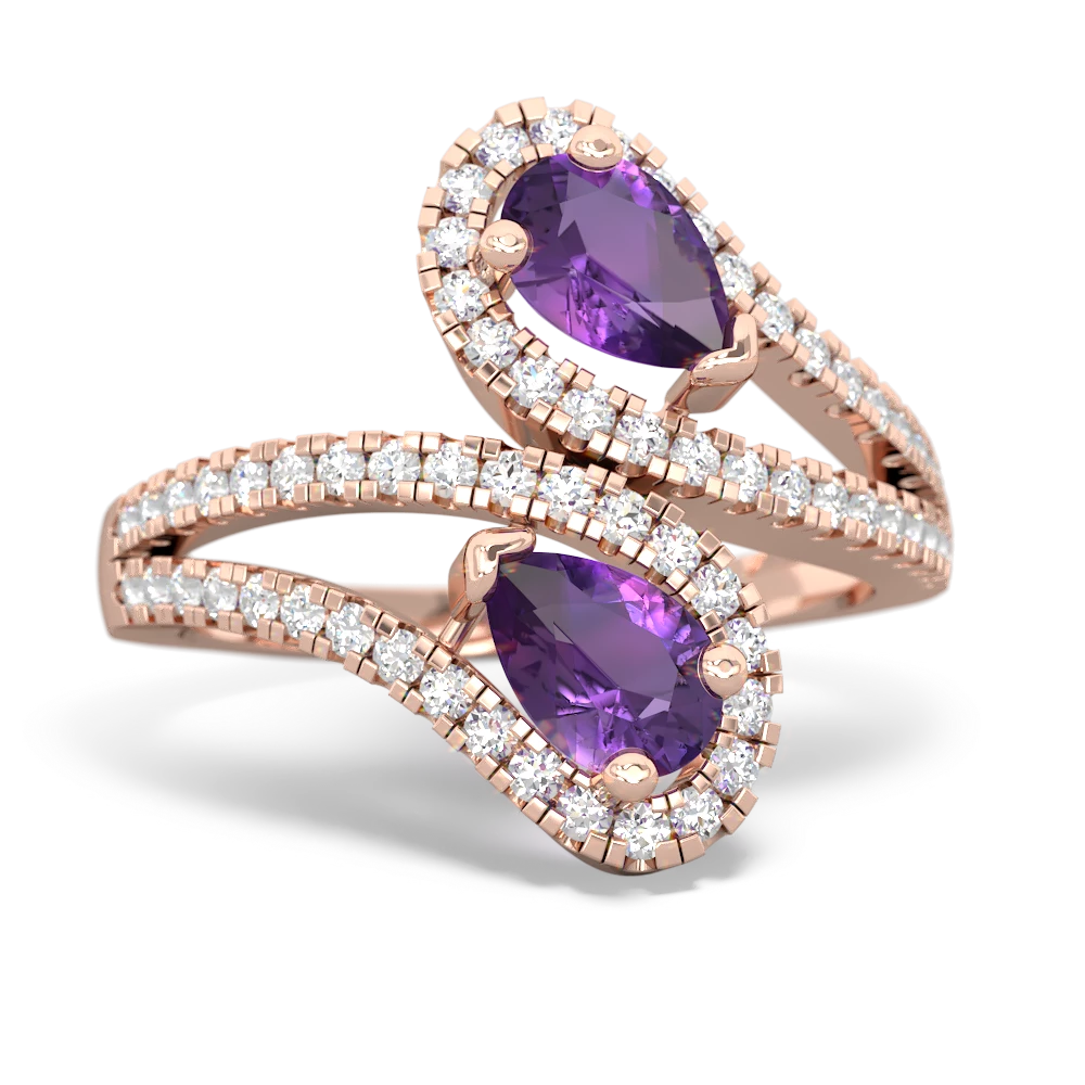 Amethyst Diamond Dazzler 14K Rose Gold ring R3000