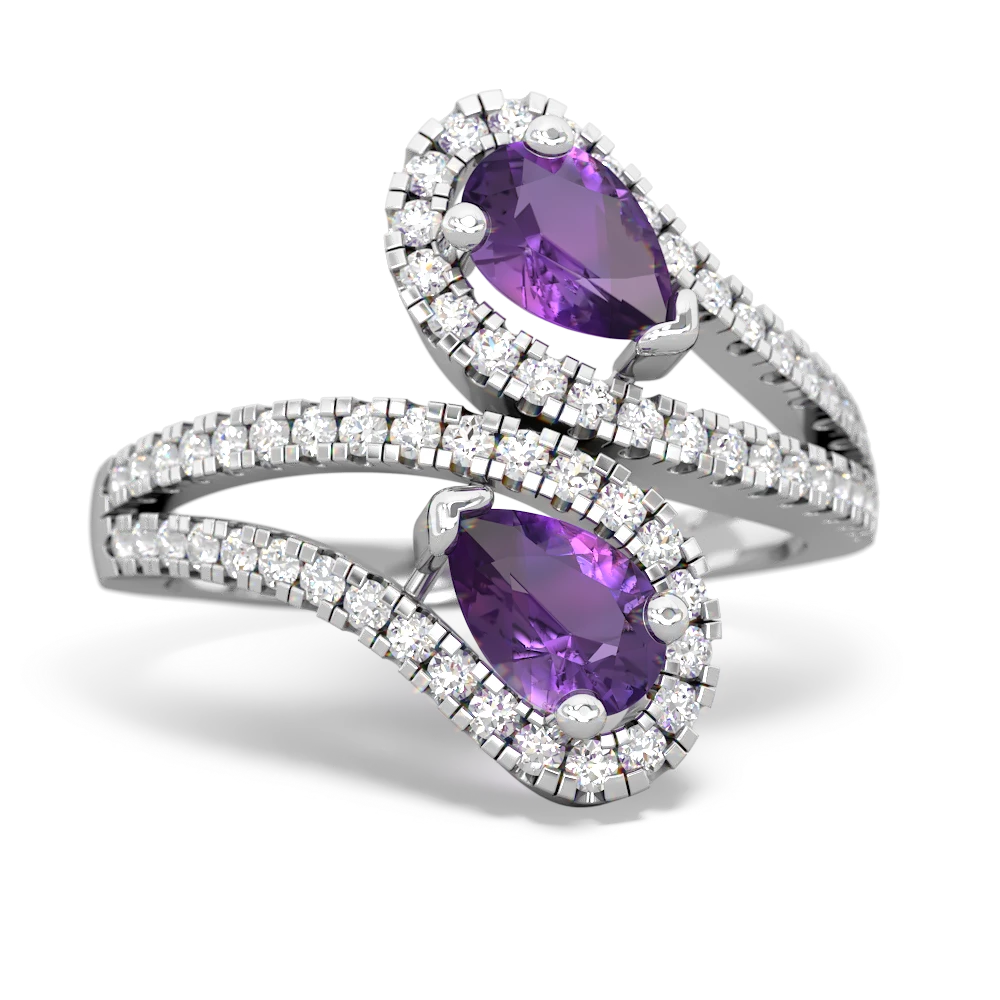 Amethyst Diamond Dazzler 14K White Gold ring R3000