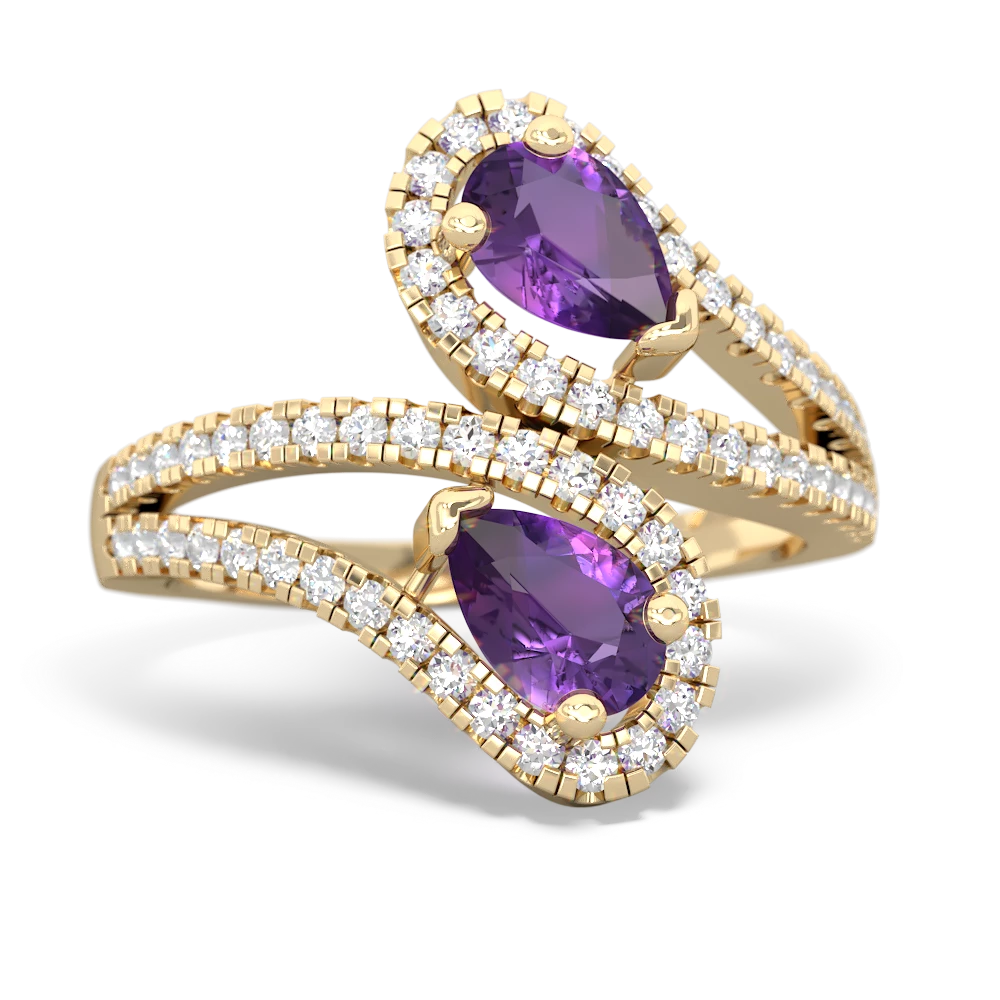 Amethyst Diamond Dazzler 14K Yellow Gold ring R3000