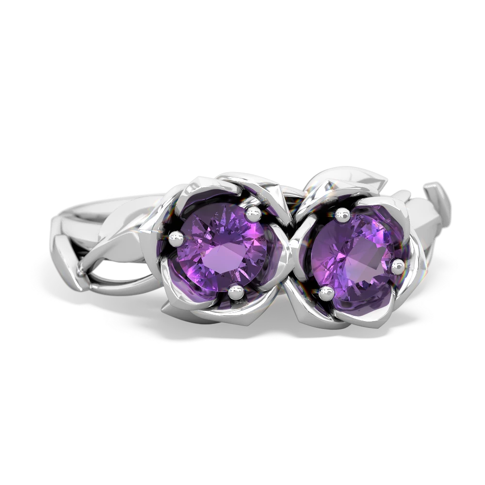 Amethyst Rose Garden 14K White Gold ring R5510