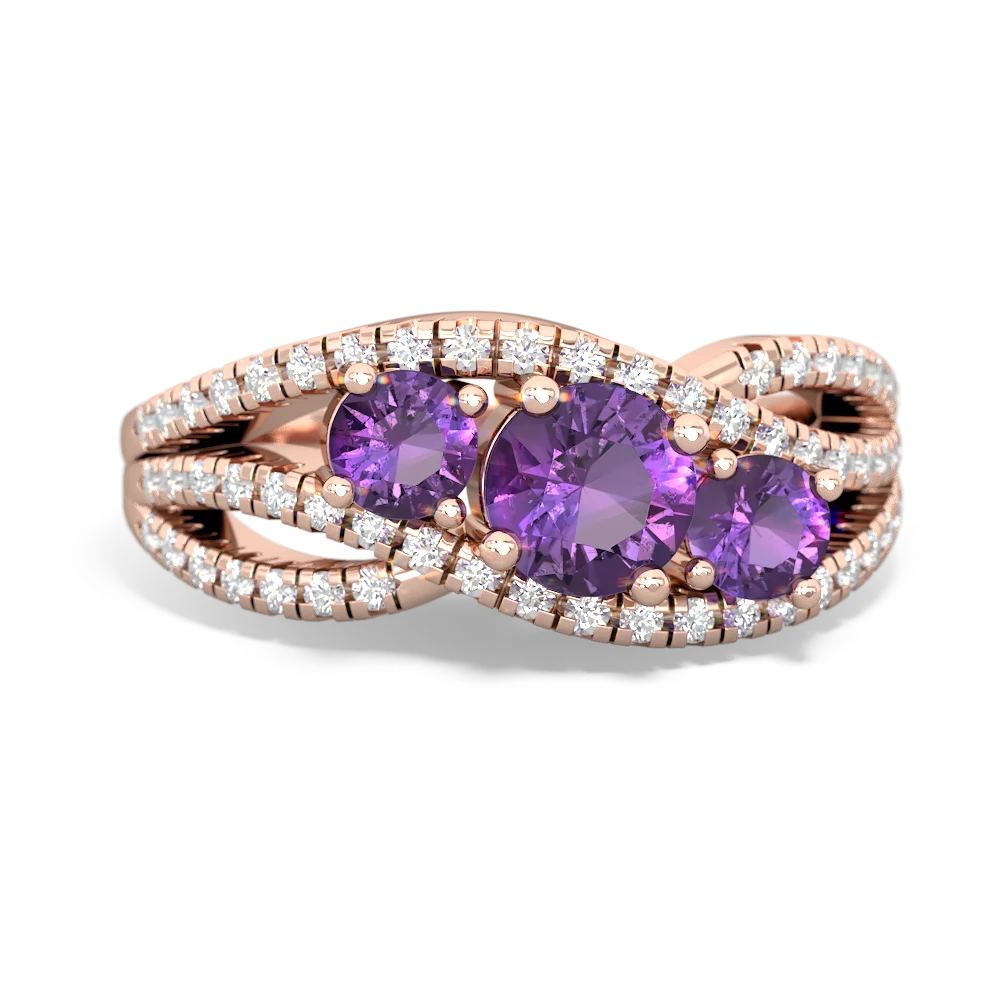 Tanzanite Three Stone Aurora 14K Rose Gold ring R3080