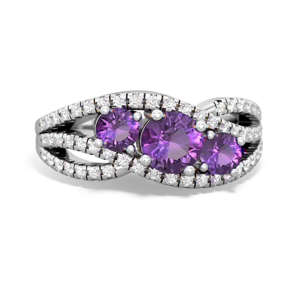 Lab Pink Sapphire Three Stone Aurora 14K White Gold ring R3080