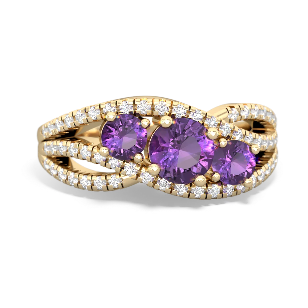 Amethyst Three Stone Aurora 14K Yellow Gold ring R3080