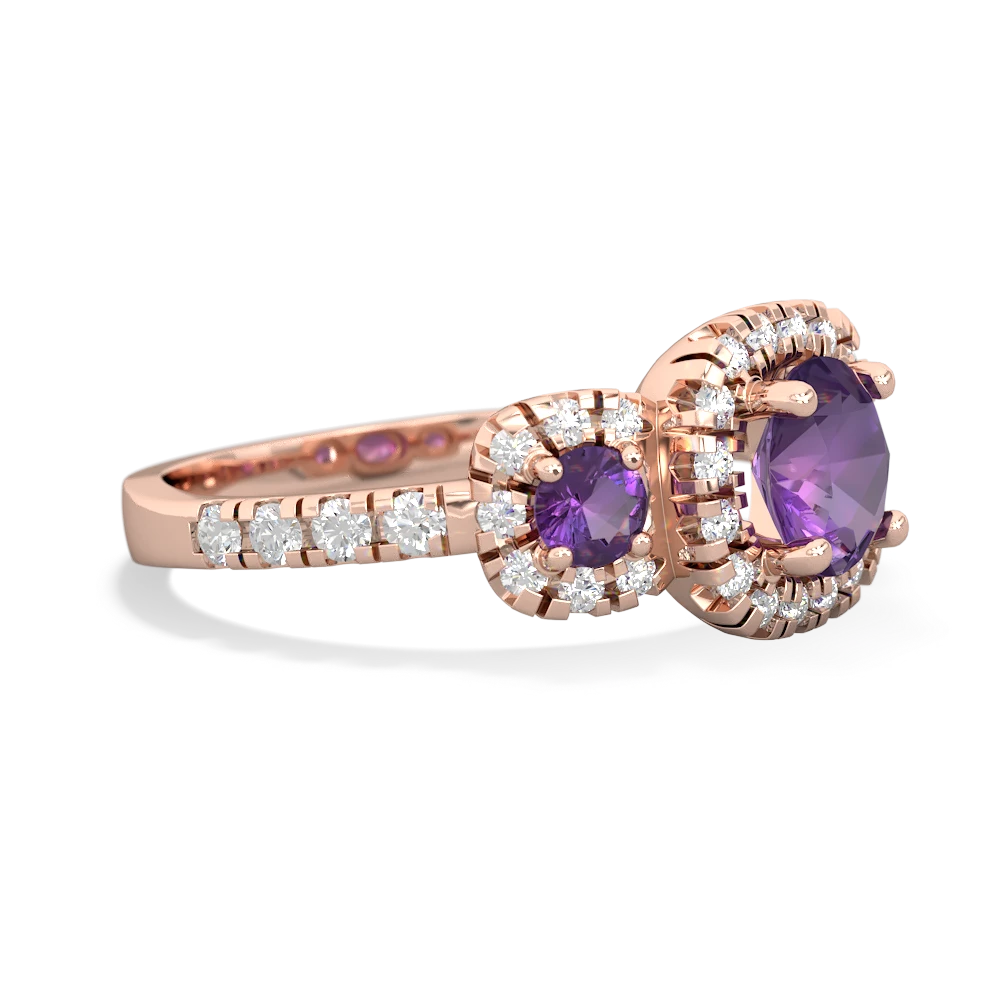 Lab Ruby Regal Halo 14K Rose Gold ring R5350