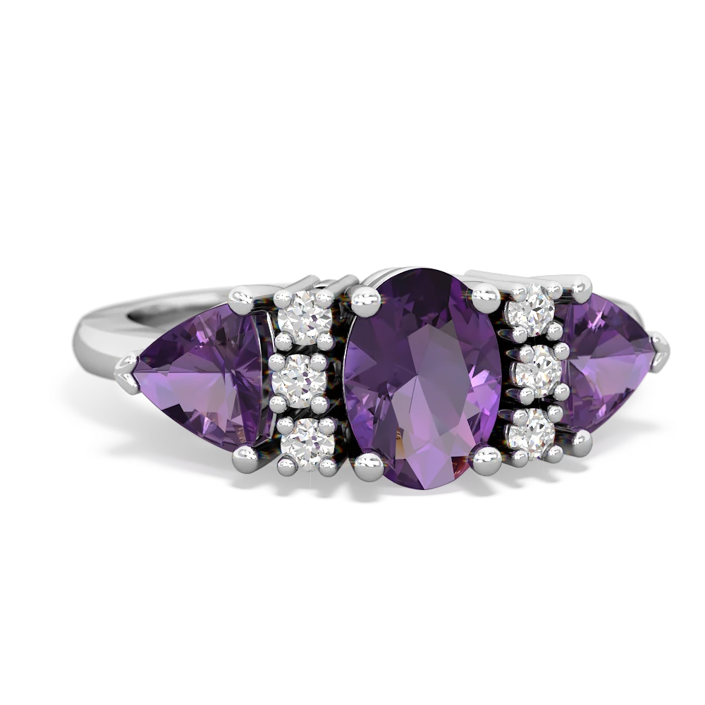 Tanzanite Antique Style Three Stone 14K White Gold ring R2186