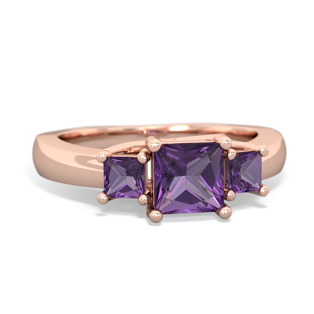 Sapphire Three Stone Trellis 14K Rose Gold ring R4015