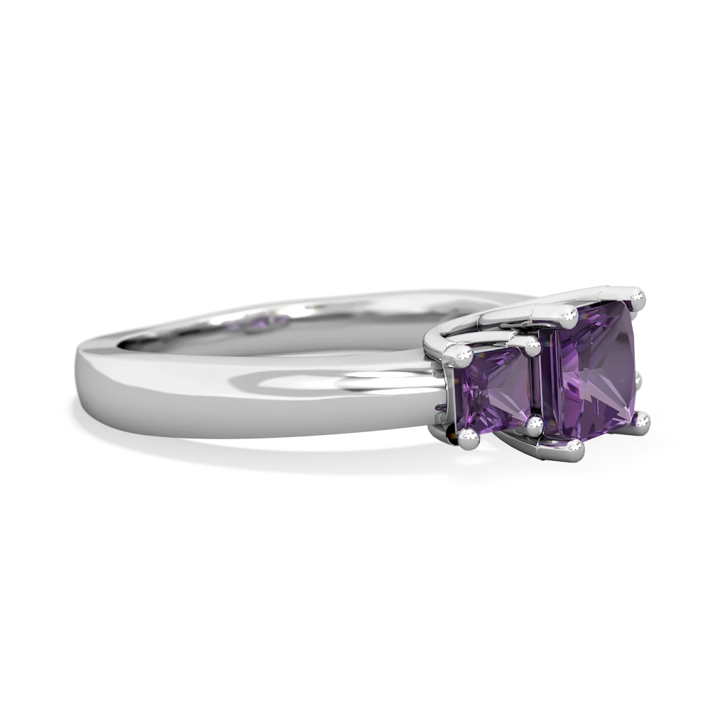 Amethyst Three Stone Trellis 14K White Gold ring R4015