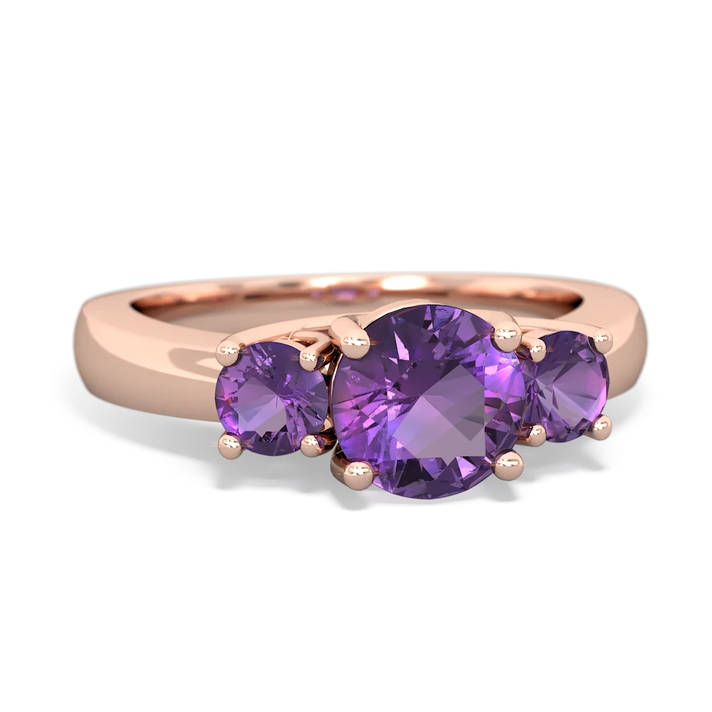 Tanzanite Three Stone Round Trellis 14K Rose Gold ring R4018