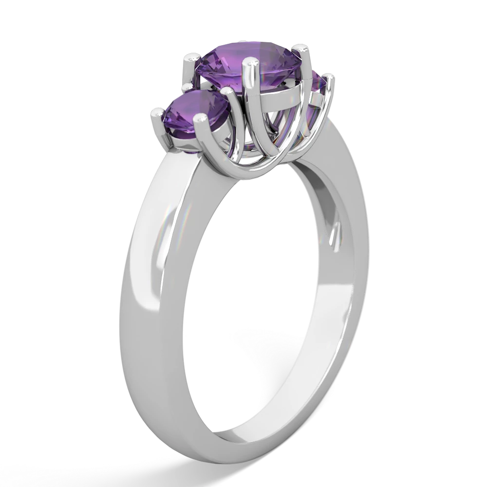 Alexandrite Three Stone Round Trellis 14K White Gold ring R4018