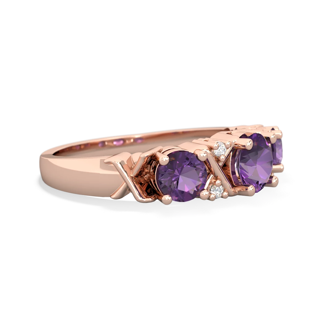 Lab Sapphire Hugs And Kisses 14K Rose Gold ring R5016