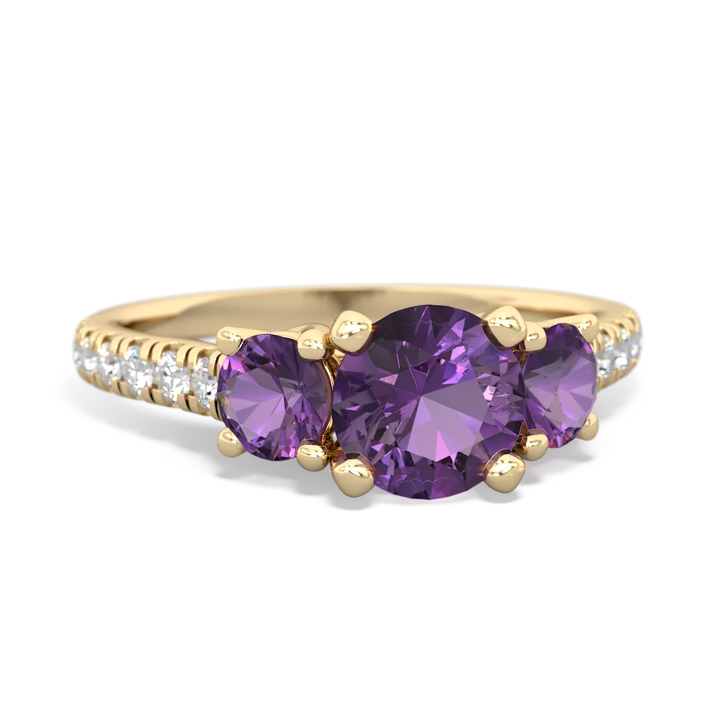 Amethyst Pave Trellis 14K Yellow Gold ring R5500