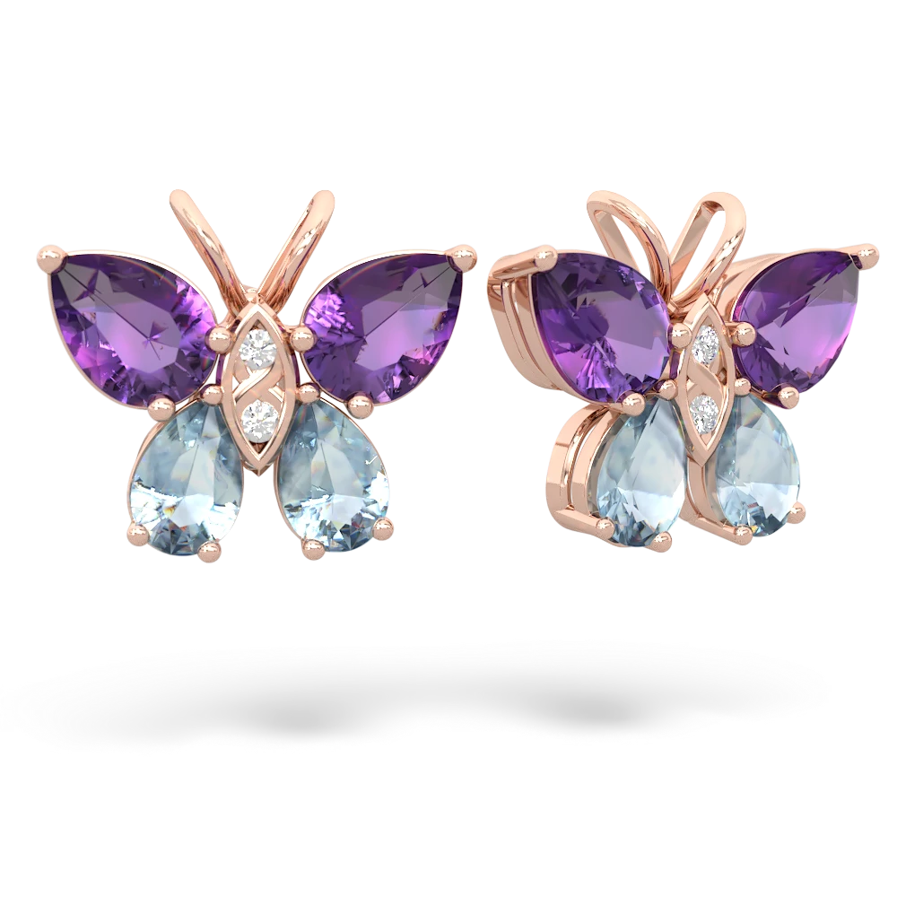 Amethyst Butterfly 14K Rose Gold earrings E2215