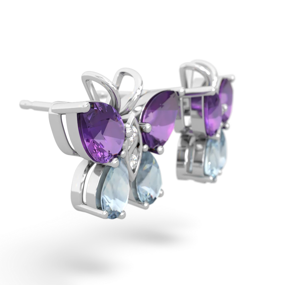 Amethyst Butterfly 14K White Gold earrings E2215