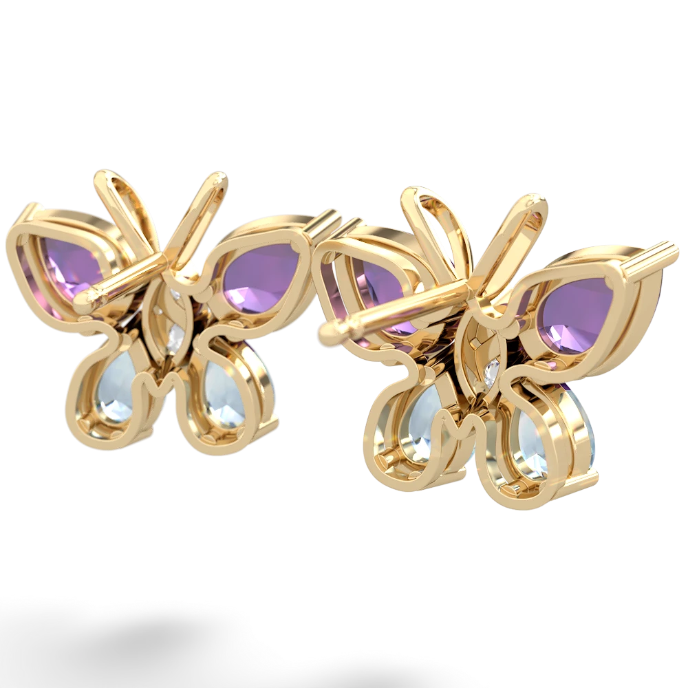 Amethyst Butterfly 14K Yellow Gold earrings E2215