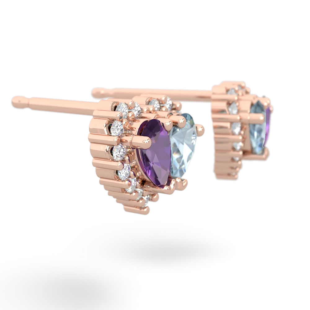 Amethyst Halo 14K Rose Gold earrings E7008