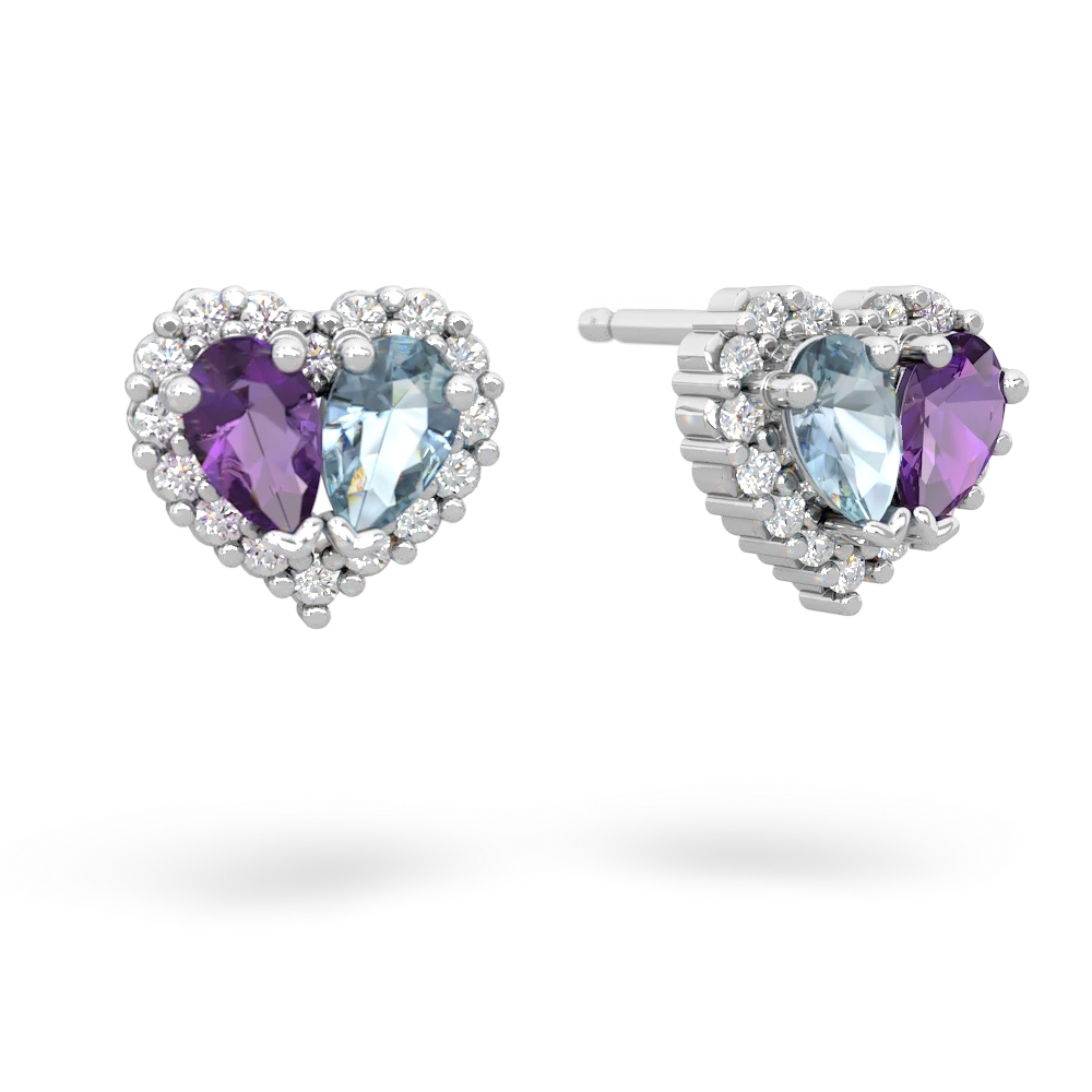 Amethyst Halo 14K White Gold earrings E7008