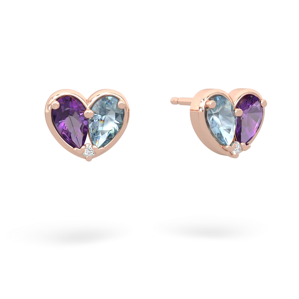 Amethyst 'Our Heart' 14K Rose Gold earrings E5072