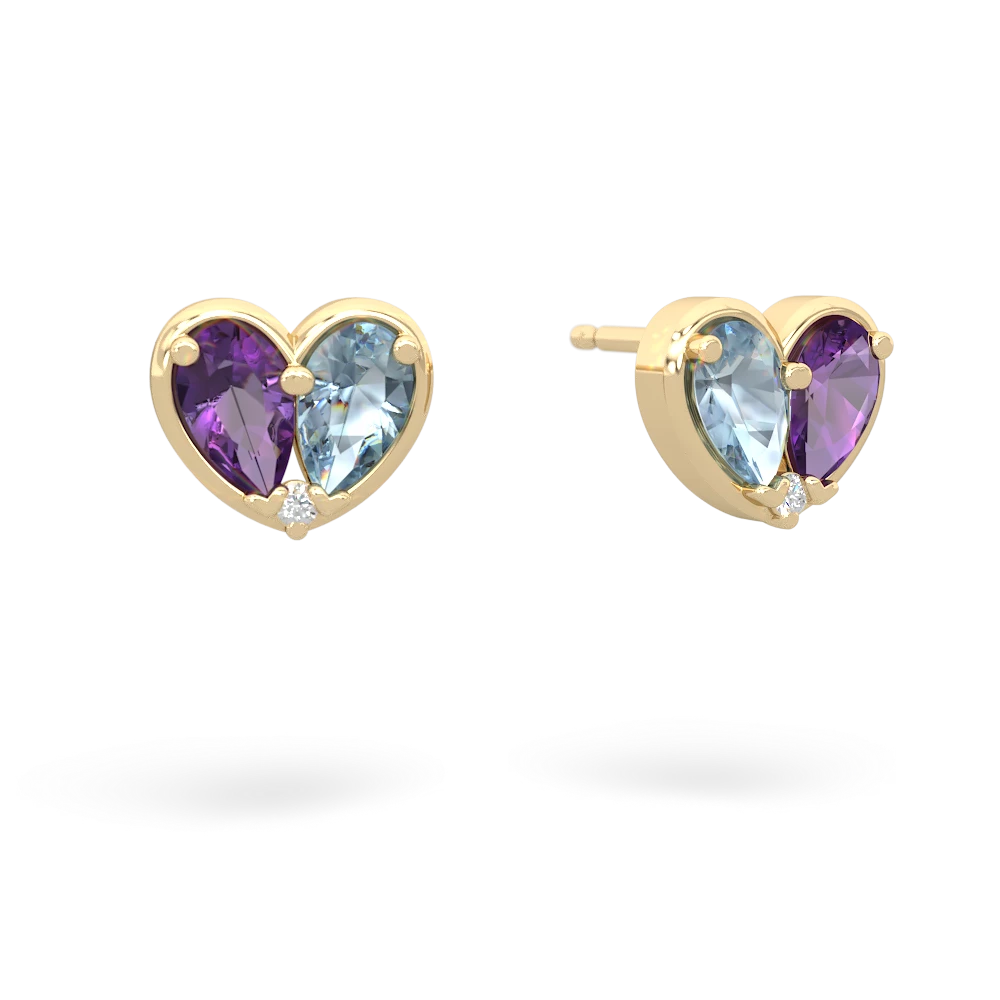 Amethyst 'Our Heart' 14K Yellow Gold earrings E5072