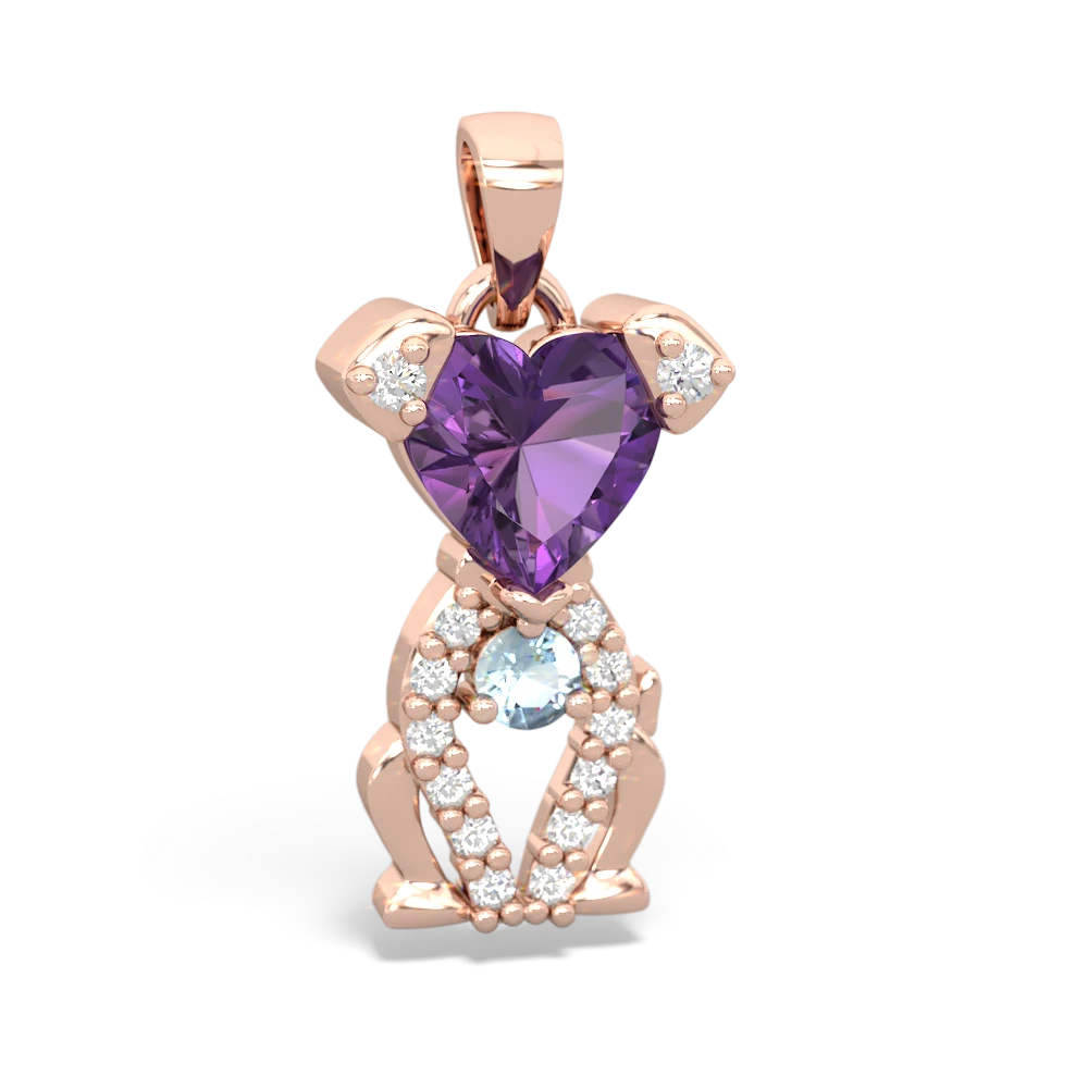 Amethyst Puppy Love 14K Rose Gold pendant P5800