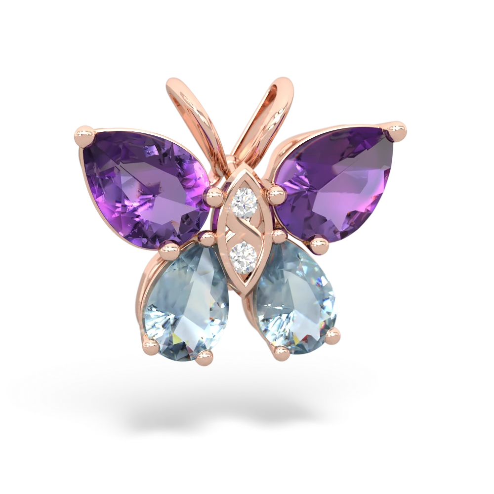 Amethyst Butterfly 14K Rose Gold pendant P2215