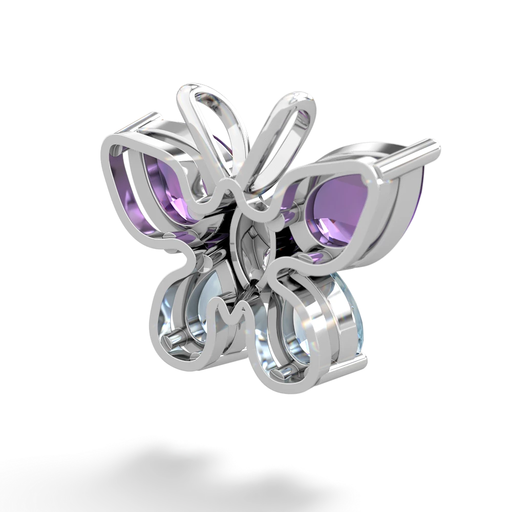 Amethyst Butterfly 14K White Gold pendant P2215