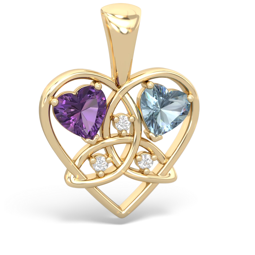 Amethyst Celtic Trinity Heart 14K Yellow Gold pendant P5331