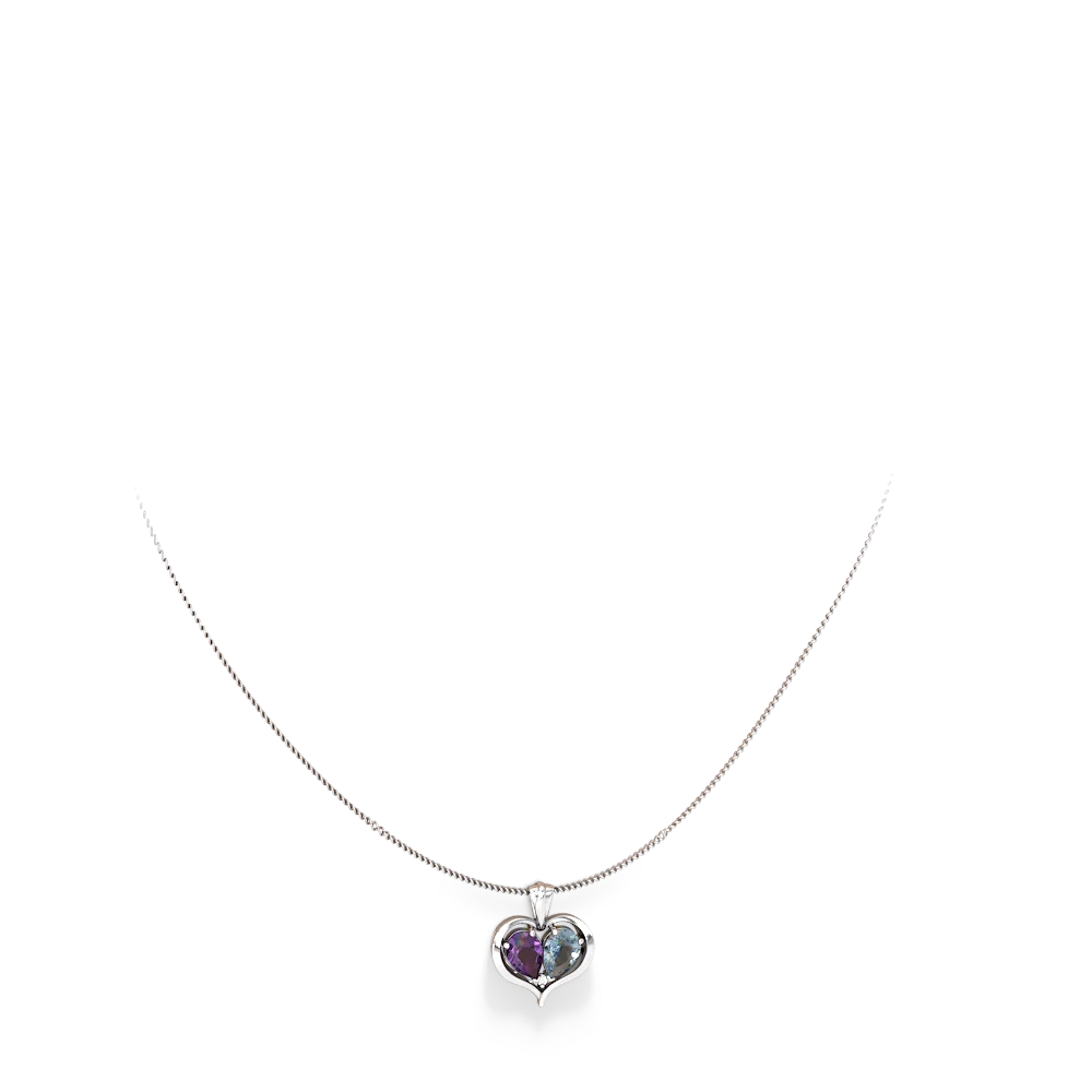 Amethyst Two Become One 14K White Gold pendant P5330