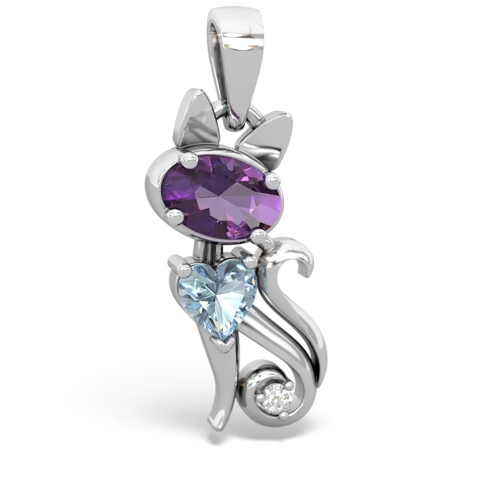 Amethyst Kitten 14K White Gold pendant P5780