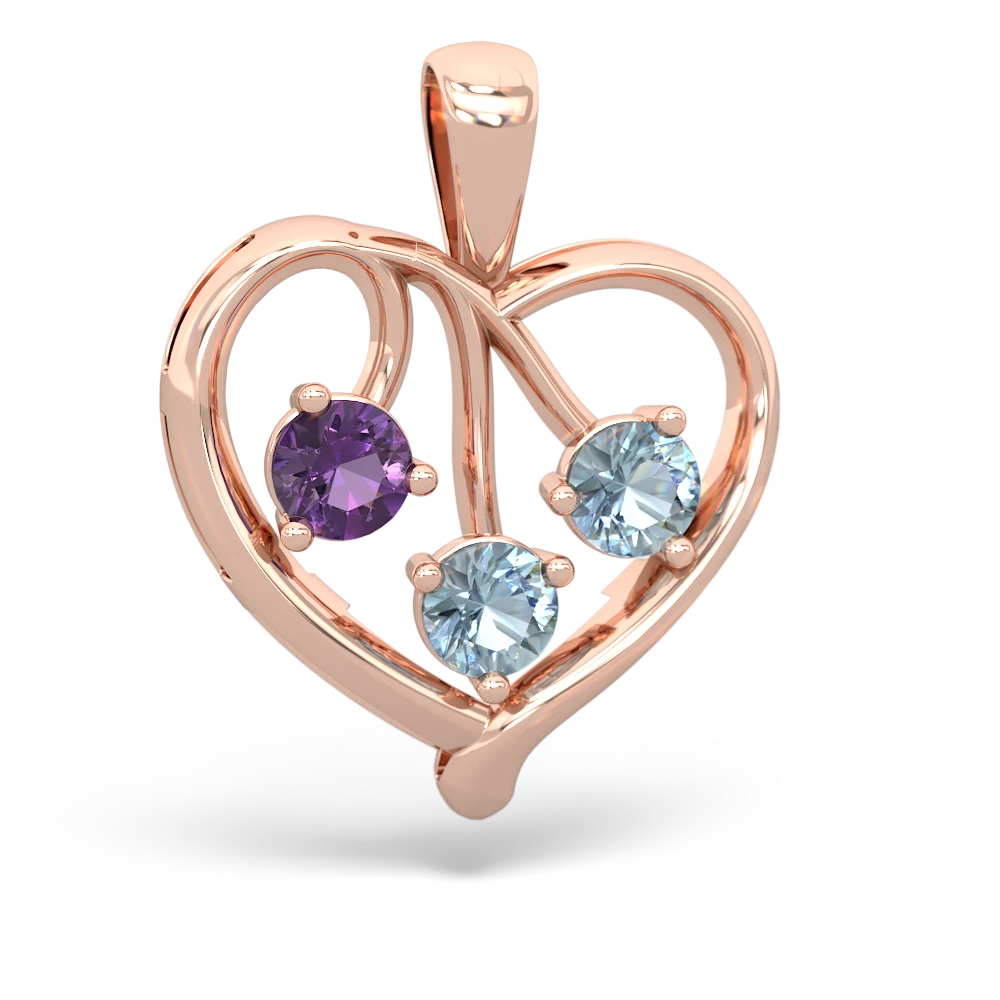 Amethyst Glowing Heart 14K Rose Gold pendant P2233