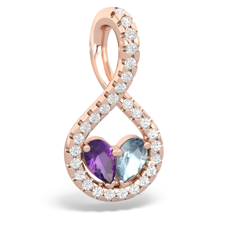 Amethyst Pave Twist 'One Heart' 14K Rose Gold pendant P5360